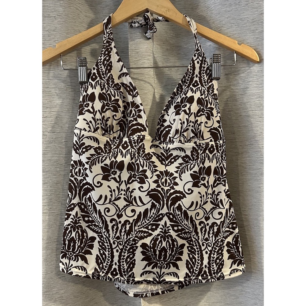 Victoria’s Secret Tankini Swim Top Size‎ Large  Brown Cream Floral Y2K